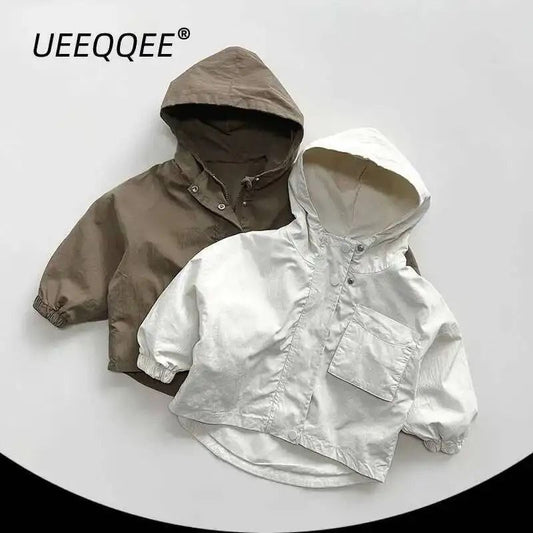 Kids Boys Hooded Windbreaker Jacket Lightweight Cotton Spring Autumn Coat