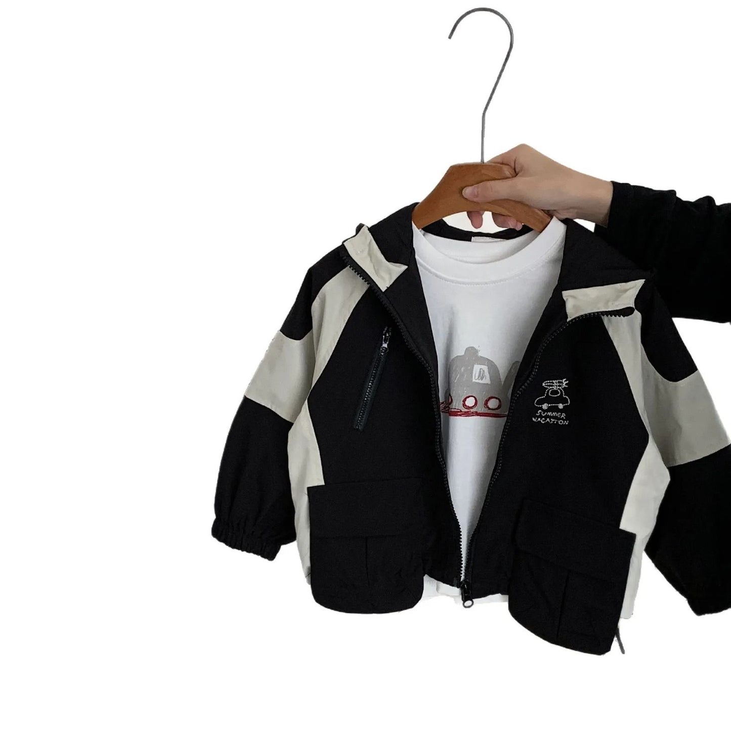 Kids Boys Hooded Cartoon Jacket Korean Style Zipper Casual Coat