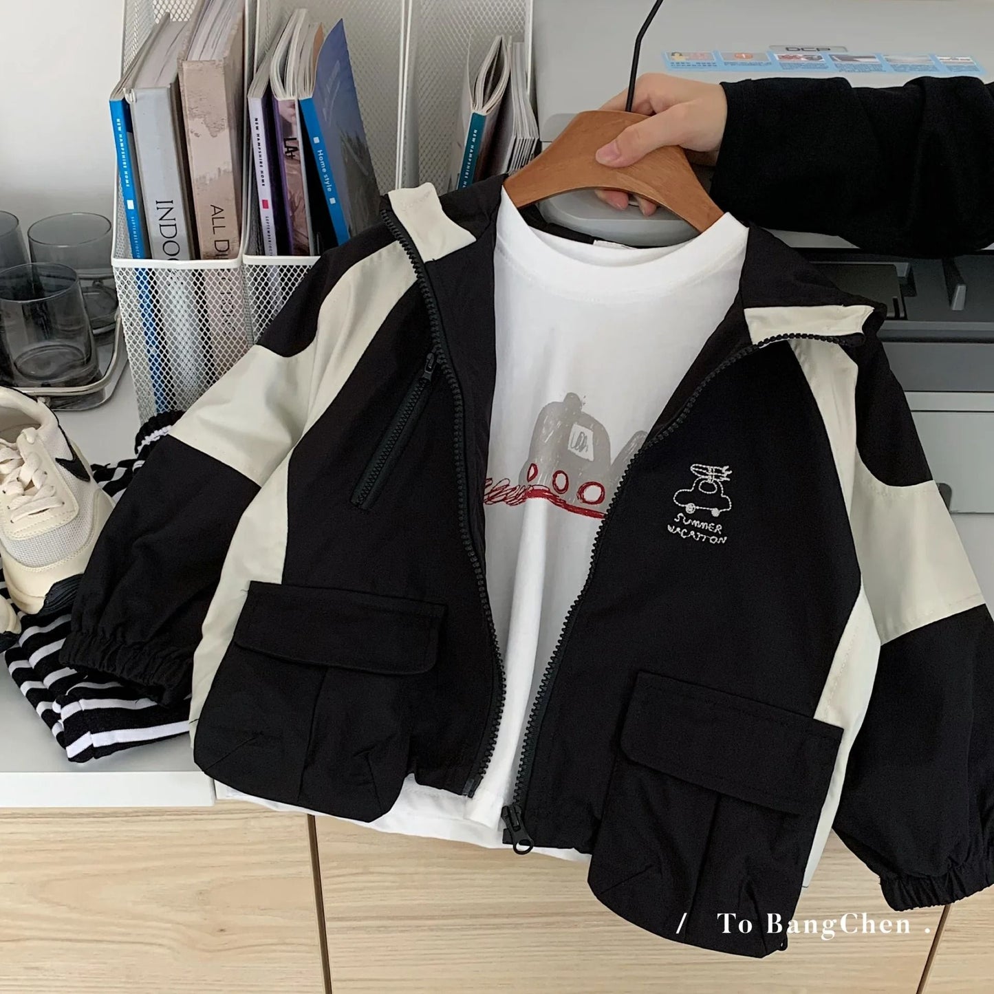 Kids Boys Hooded Cartoon Jacket Korean Style Zipper Casual Coat