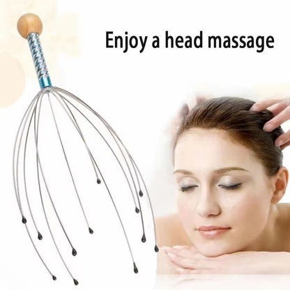 Octopus Head Massager Manual Scalp Massage Tool Stress Relief Hair Scratcher