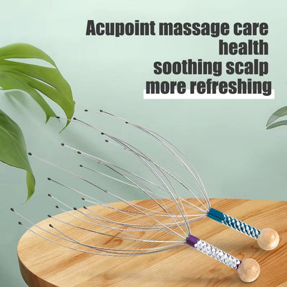 Octopus Head Massager Manual Scalp Massage Tool Stress Relief Hair Scratcher