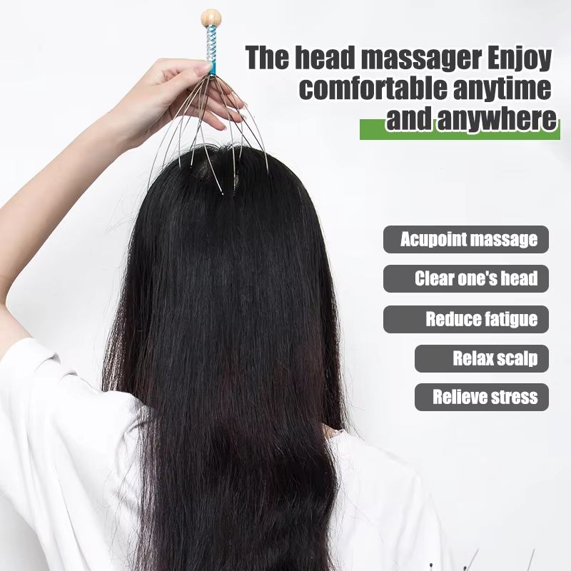 Octopus Head Massager Manual Scalp Massage Tool Stress Relief Hair Scratcher