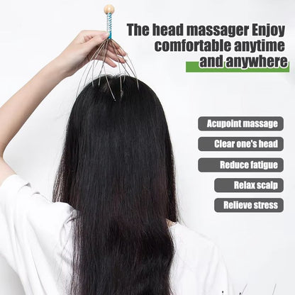 Octopus Head Massager Manual Scalp Massage Tool Stress Relief Hair Scratcher