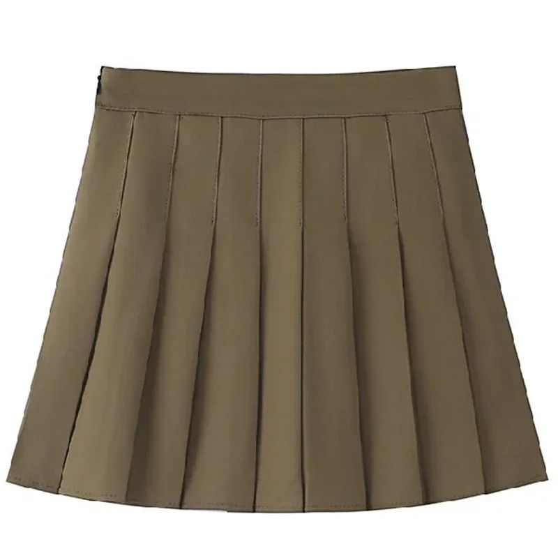 Women's High Waist Pleated Mini Skirt – Preppy Style A-Line Elastic Waist JK Skirt with Zipper