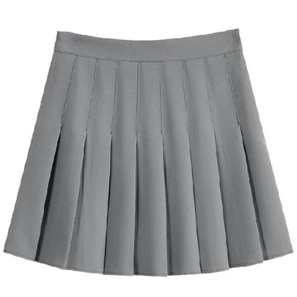 Women's High Waist Pleated Mini Skirt – Preppy Style A-Line Elastic Waist JK Skirt with Zipper