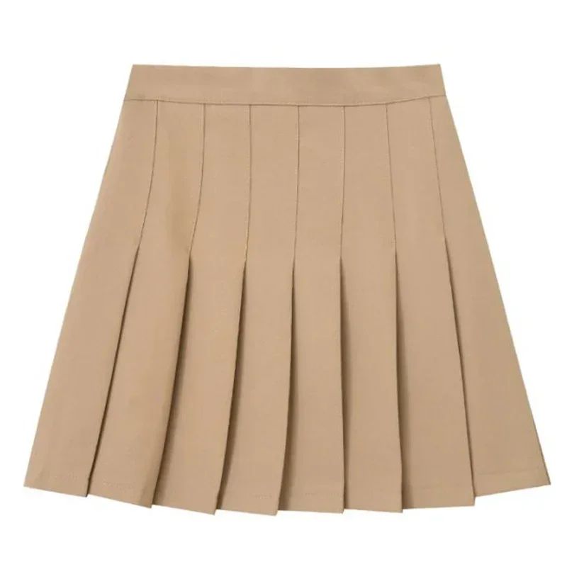 Women's High Waist Pleated Mini Skirt – Preppy Style A-Line Elastic Waist JK Skirt with Zipper