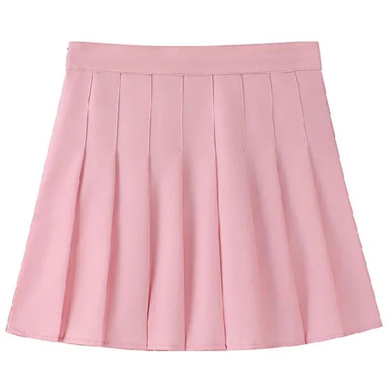 Women's High Waist Pleated Mini Skirt – Preppy Style A-Line Elastic Waist JK Skirt with Zipper