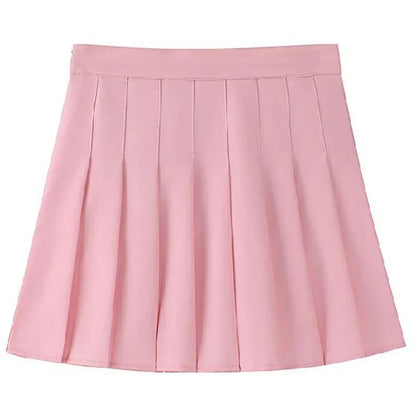 Women's High Waist Pleated Mini Skirt – Preppy Style A-Line Elastic Waist JK Skirt with Zipper