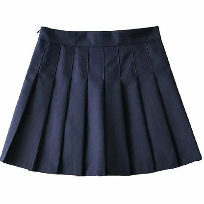 Women's High Waist Pleated Mini Skirt – Preppy Style A-Line Elastic Waist JK Skirt with Zipper