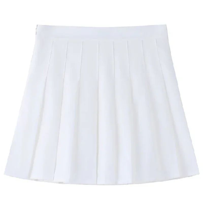 Women's High Waist Pleated Mini Skirt – Preppy Style A-Line Elastic Waist JK Skirt with Zipper