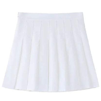 Women's High Waist Pleated Mini Skirt – Preppy Style A-Line Elastic Waist JK Skirt with Zipper