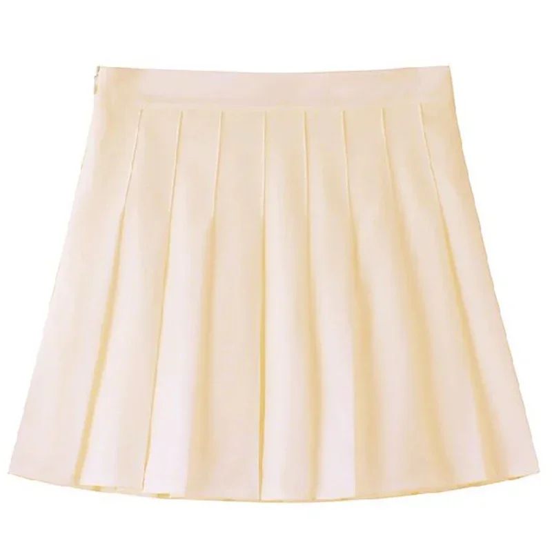 Women's High Waist Pleated Mini Skirt – Preppy Style A-Line Elastic Waist JK Skirt with Zipper