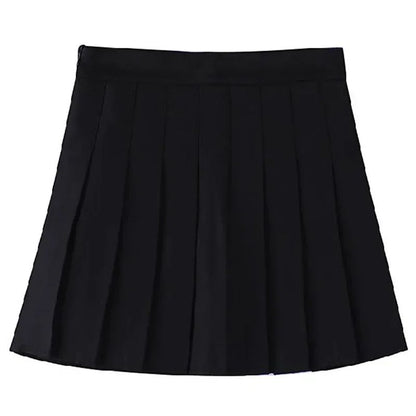 Women's High Waist Pleated Mini Skirt – Preppy Style A-Line Elastic Waist JK Skirt with Zipper