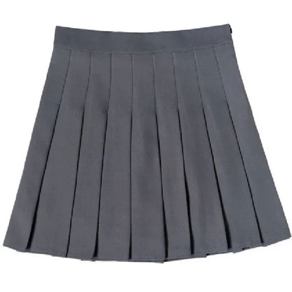 Women's High Waist Pleated Mini Skirt – Preppy Style A-Line Elastic Waist JK Skirt with Zipper