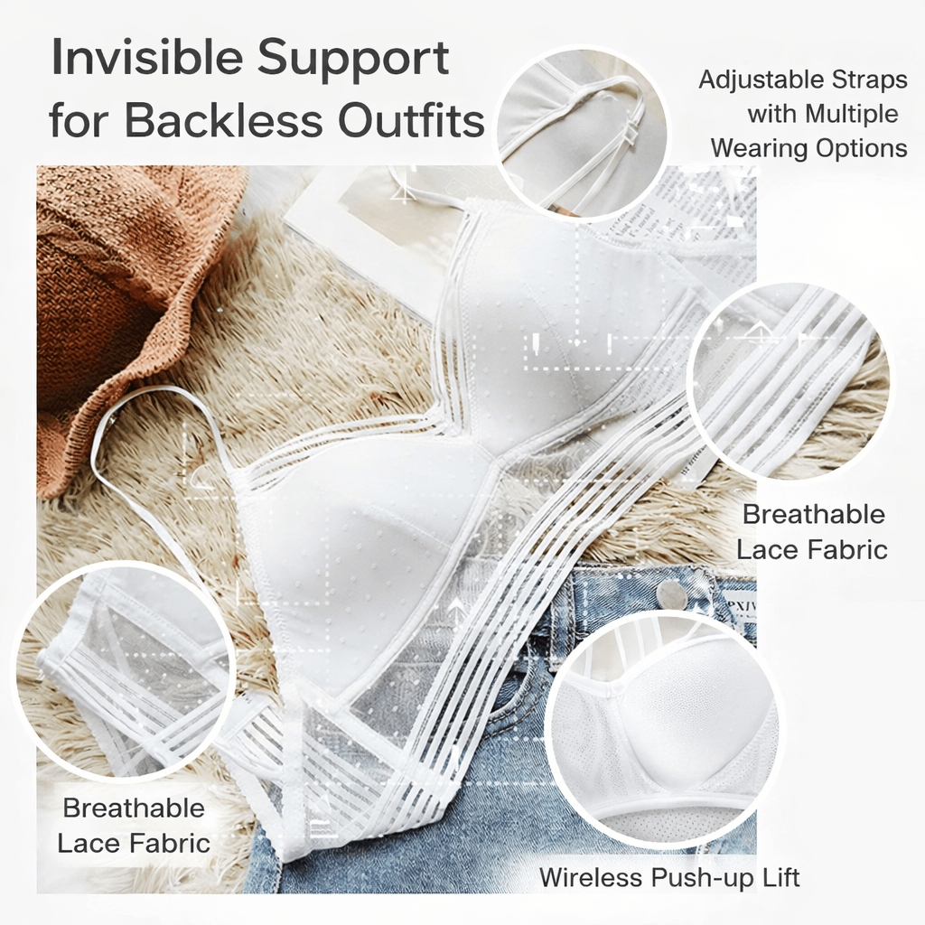 Low Back Wireless Lace Bra, Invisible Support for Backless Dresses