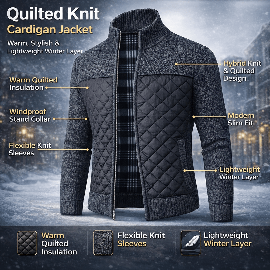 Slim Fit Knitted Cardigan Coat, Cozy & Stylish for Winter Wear
