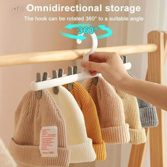 6 Clip Hat Socks Organizer Rack Multifunction Closet Hanger