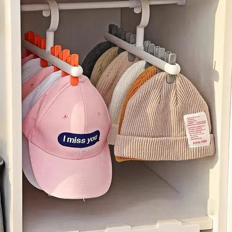 6 Clip Hat Socks Organizer Rack Multifunction Closet Hanger