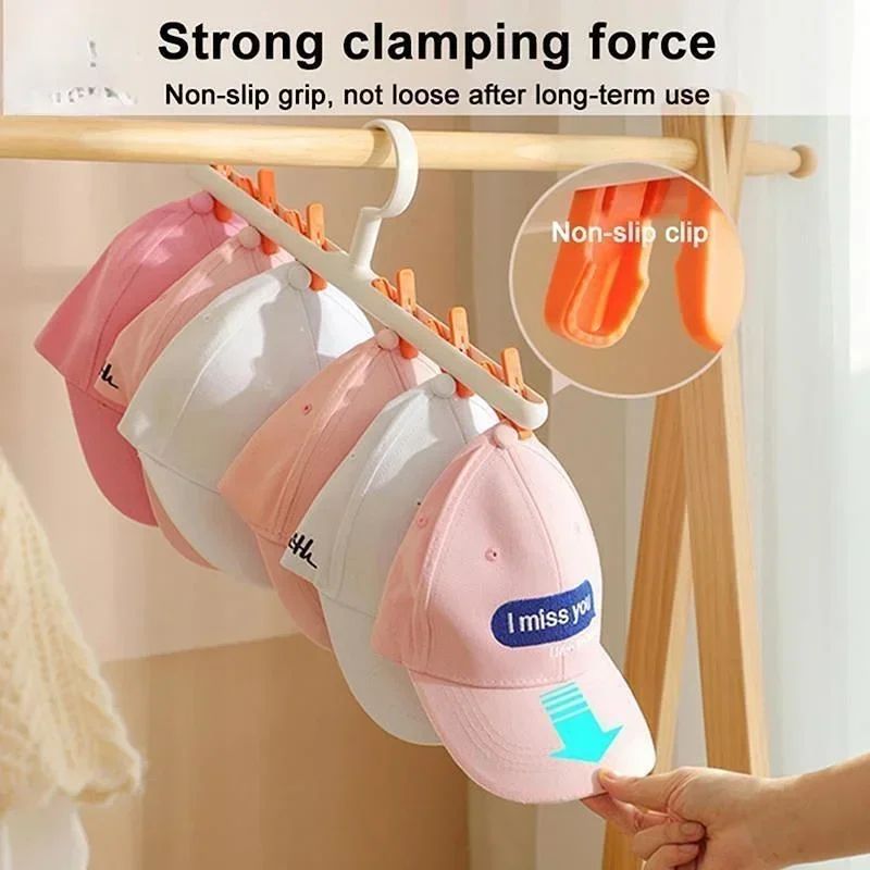 6 Clip Hat Socks Organizer Rack Multifunction Closet Hanger