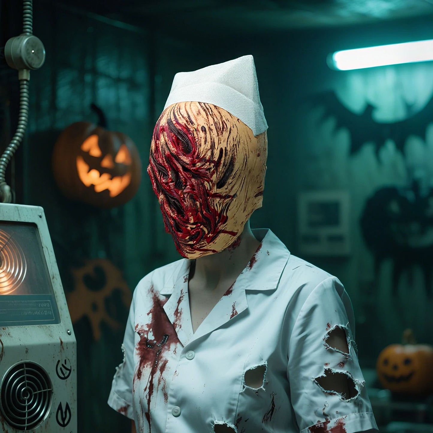 Terrifying Nurse Model Halloween Cosplay Mask Horror Role Play Costume