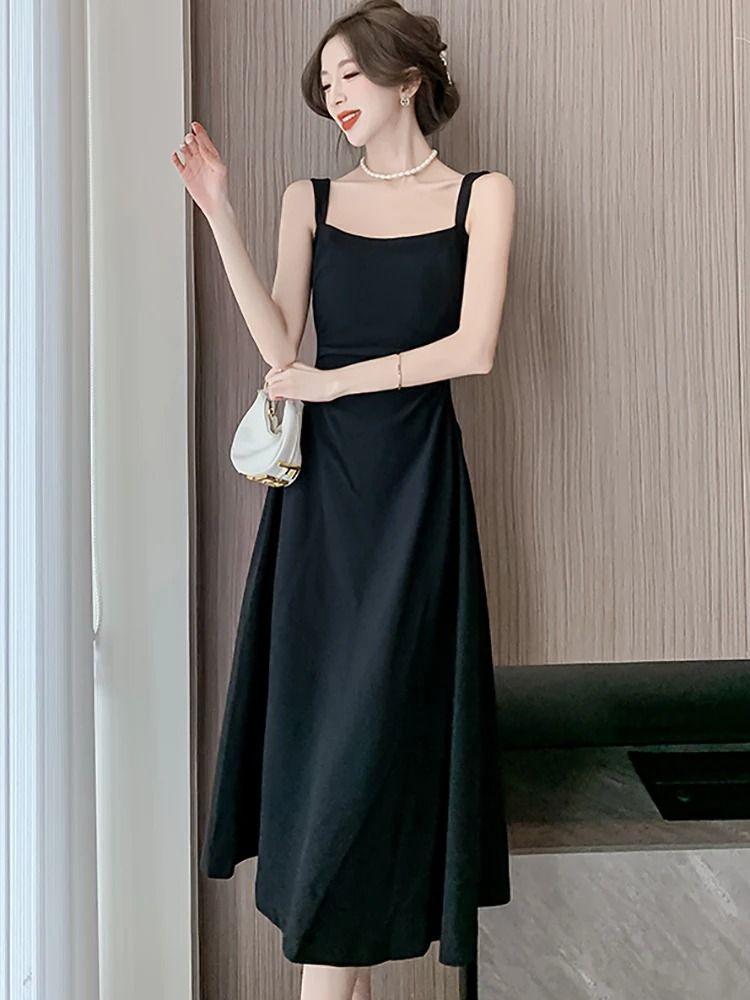 Elegant Square Neck Maxi Dress Womens Summer Party Dress Sleeveless Vintage Style Long Dress