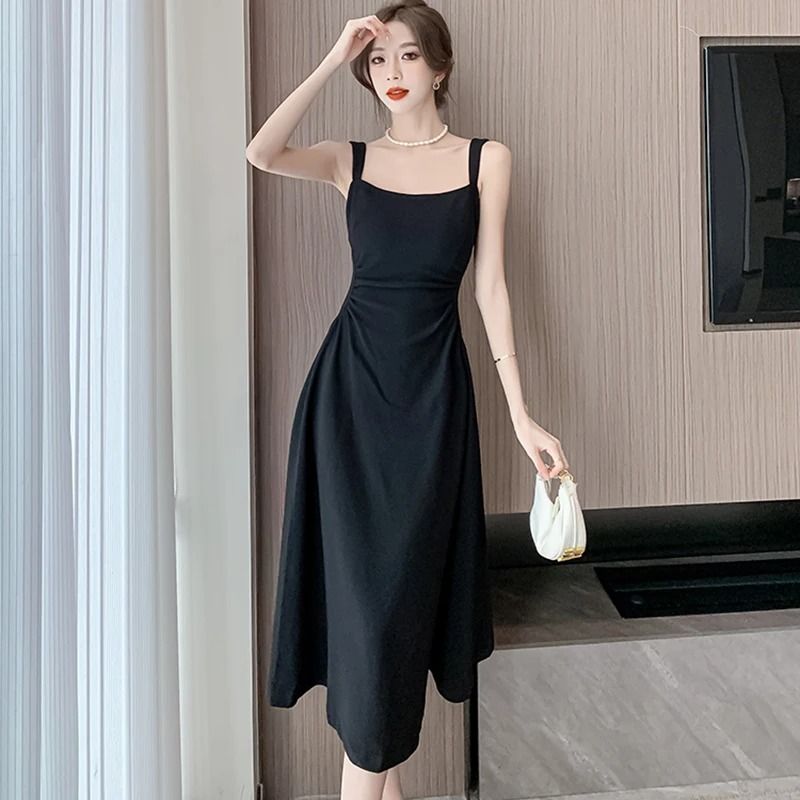 Elegant Square Neck Maxi Dress Womens Summer Party Dress Sleeveless Vintage Style Long Dress