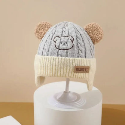 Baby Bear Knit Hat with Ears and Soft Earflap Cap for Boys & Girls