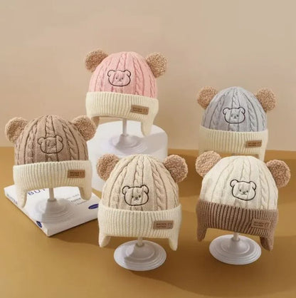 Baby Bear Knit Hat with Ears and Soft Earflap Cap for Boys & Girls