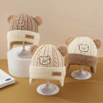 Baby Bear Knit Hat with Ears and Soft Earflap Cap for Boys & Girls