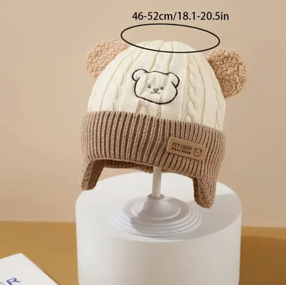 Baby Bear Knit Hat with Ears and Soft Earflap Cap for Boys & Girls