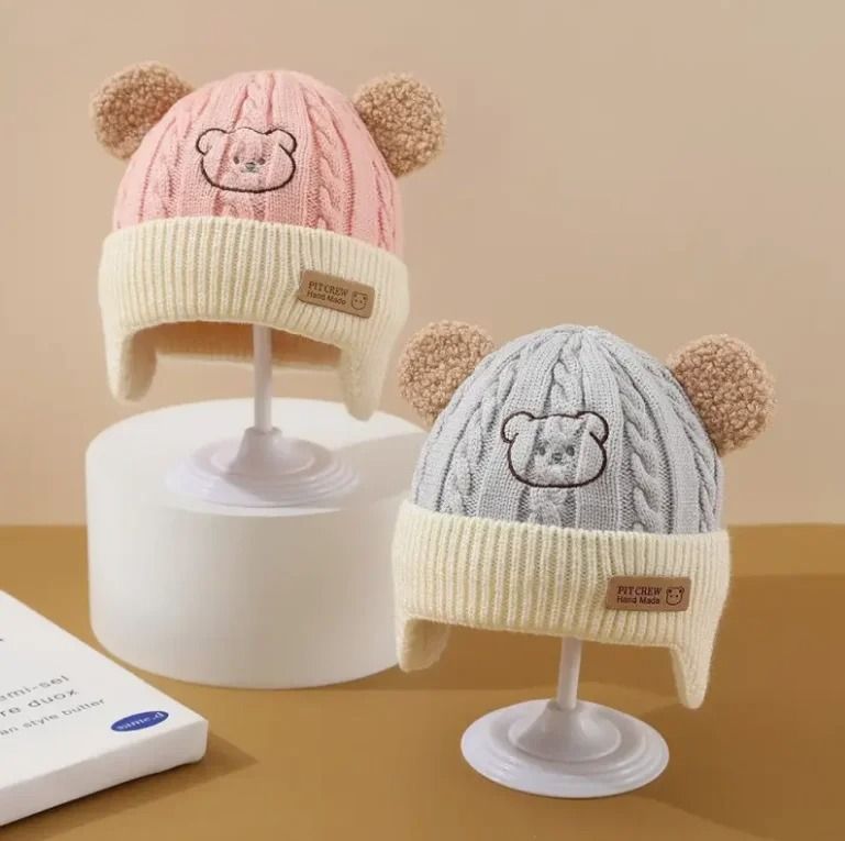 Baby Bear Knit Hat with Ears and Soft Earflap Cap for Boys & Girls