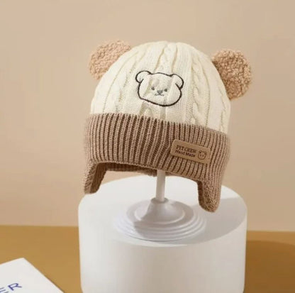 Baby Bear Knit Hat with Ears and Soft Earflap Cap for Boys & Girls