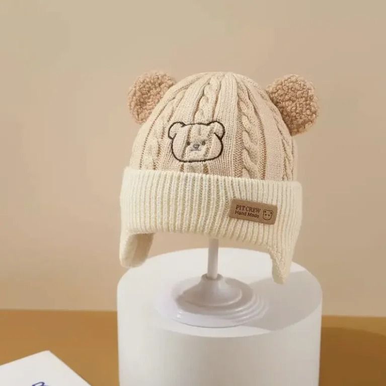 Baby Bear Knit Hat with Ears and Soft Earflap Cap for Boys & Girls