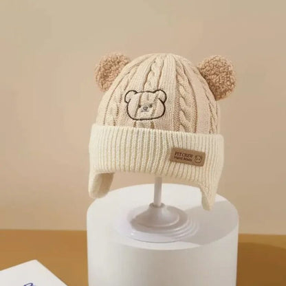 Baby Bear Knit Hat with Ears and Soft Earflap Cap for Boys & Girls