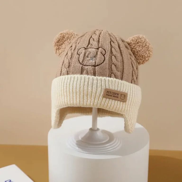 Baby Bear Knit Hat with Ears and Soft Earflap Cap for Boys & Girls