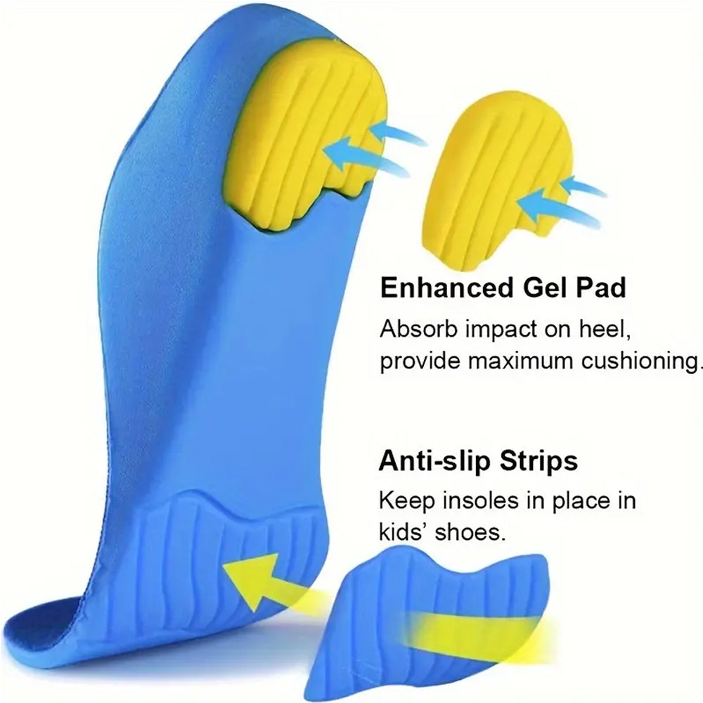 Kids Orthotic Insoles for Flat Feet & Arch Support | Cushioned Comfort for Active Kids