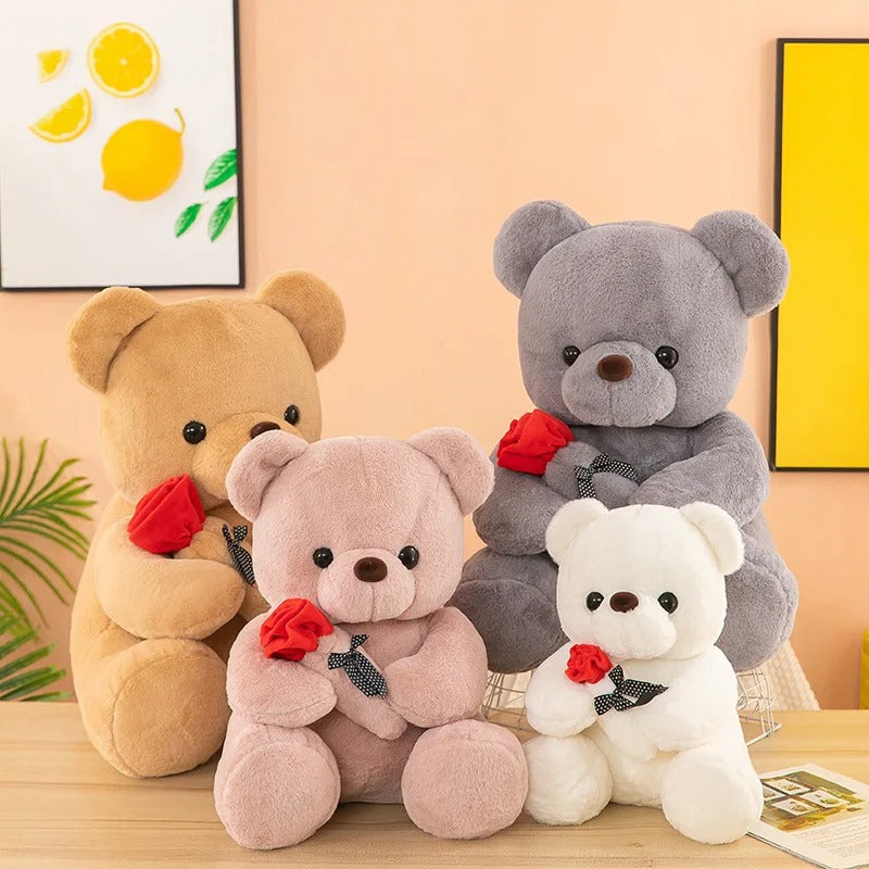 Romantic Valentine's Day Teddy Bear with Roses, Perfect Gift for Her