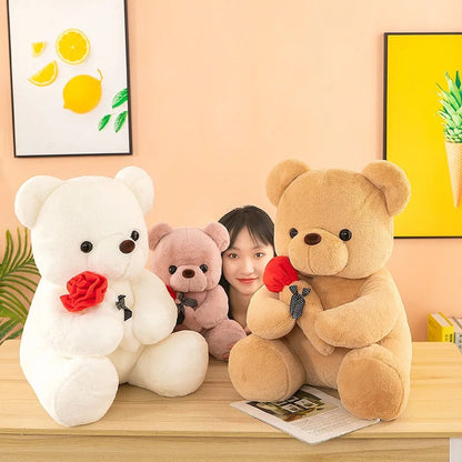 Romantic Valentine's Day Teddy Bear with Roses, Perfect Gift for Her