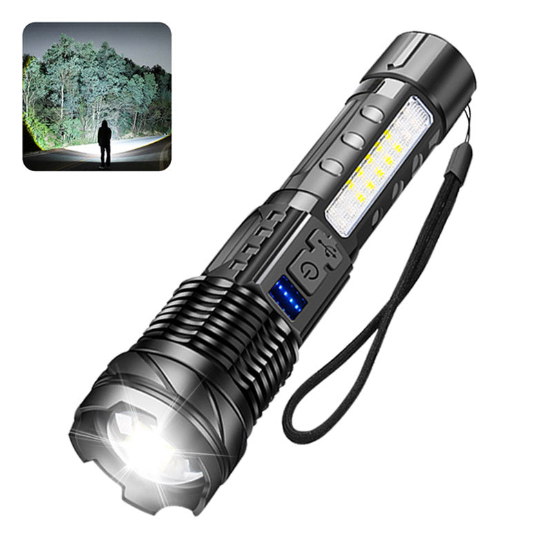 LED Flashlight Rechargeable Torch  High Power Tactical Zoom Light for Outdoor Camping & Long-Range Use