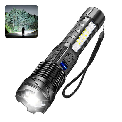 LED Flashlight Rechargeable Torch  High Power Tactical Zoom Light for Outdoor Camping & Long-Range Use