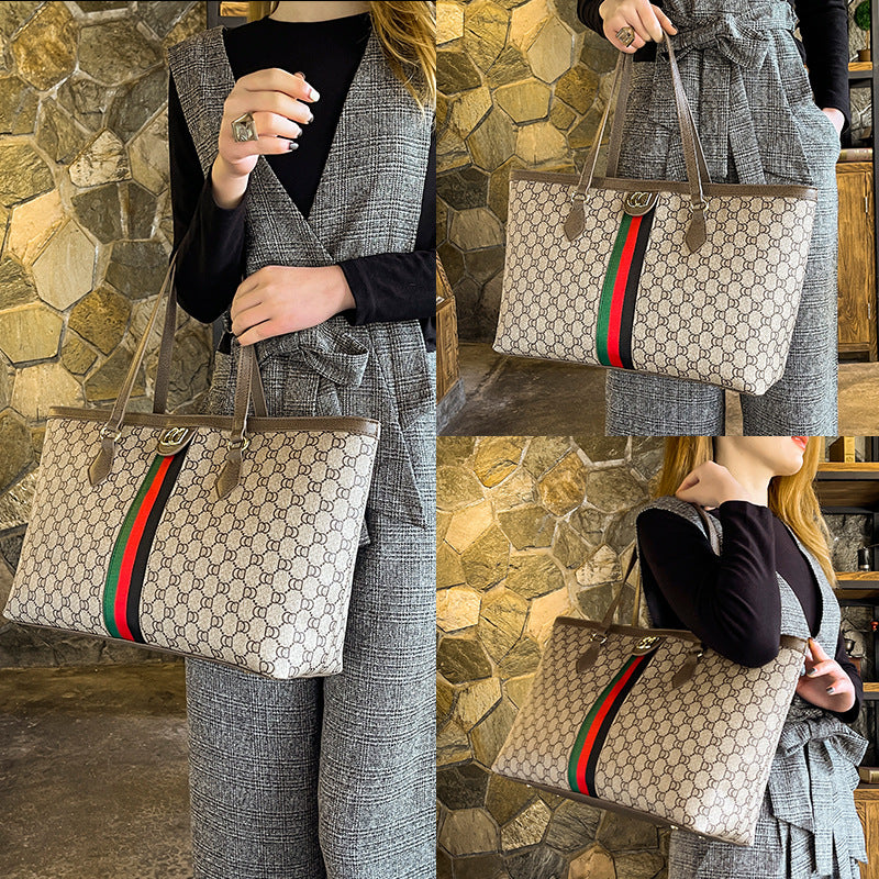 Large Capacity Light Luxury Women's Tote Bag Versatile Fashionable Commuter & Mommy Shoulder Bag