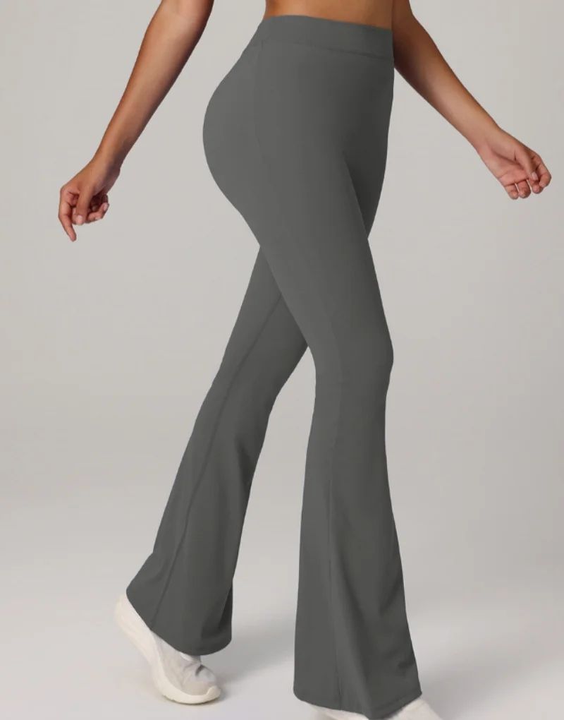Womens Flare Yoga Pants with V Waist High Rise Stretch Wide Leg Fit