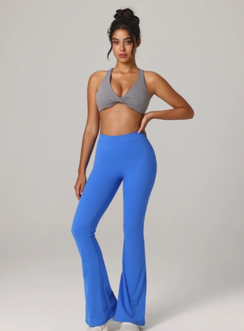 Womens Flare Yoga Pants with V Waist High Rise Stretch Wide Leg Fit