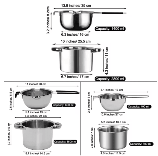 Stainless Steel Double Boiler Melting Pot, Large Capacity Chocolate Melting Pot for Butter Candy Butter Cheese, Candle M