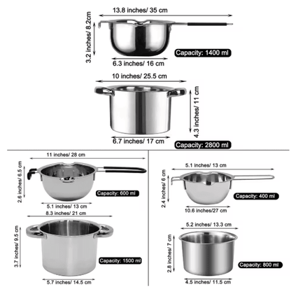 Stainless Steel Double Boiler Melting Pot, Large Capacity Chocolate Melting Pot for Butter Candy Butter Cheese, Candle M