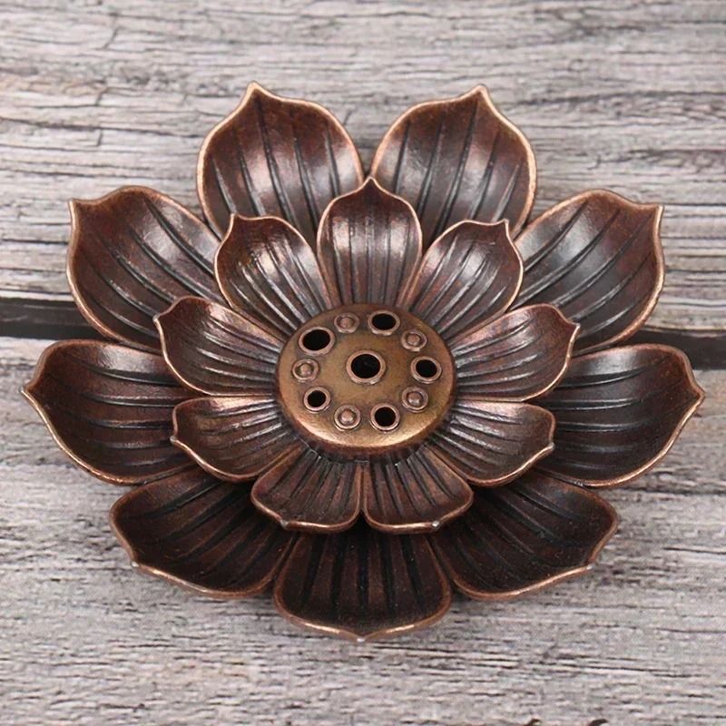 Sacred Bloom Bronze Lotus Censer