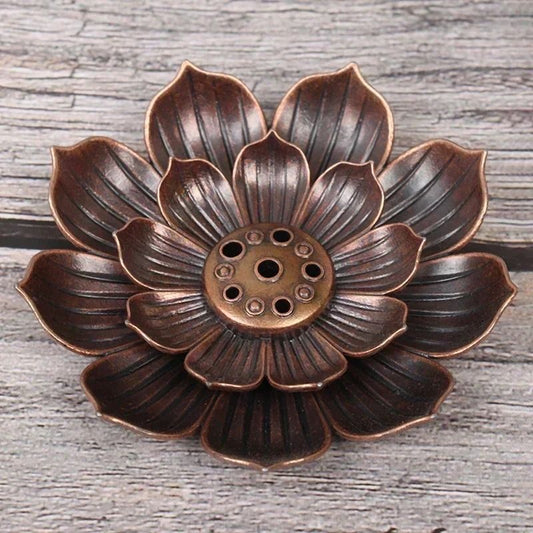 Sacred Bloom Bronze Lotus Censer