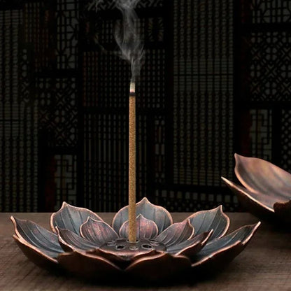 Sacred Bloom Bronze Lotus Censer