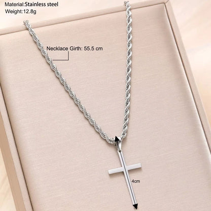 Minimalist Gold Cross Necklace Set for Men and Women Matching Couple Pendant Jewelry
