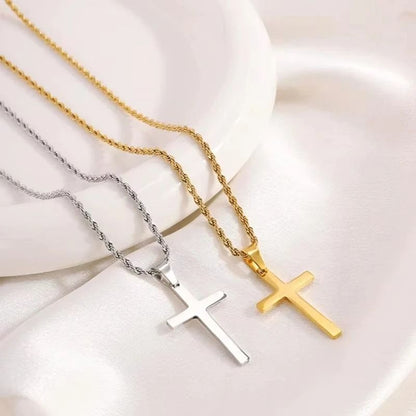 Minimalist Gold Cross Necklace Set for Men and Women Matching Couple Pendant Jewelry